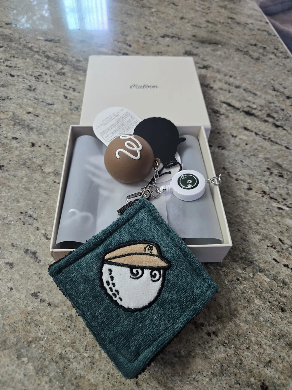 Malbon Golf Ball holder and towel